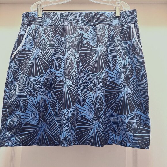 Court Haley-Women's Sports Blue Tropical Skort-Gold/Tennis-Pull On -Sz. Large - Picture 2 of 12